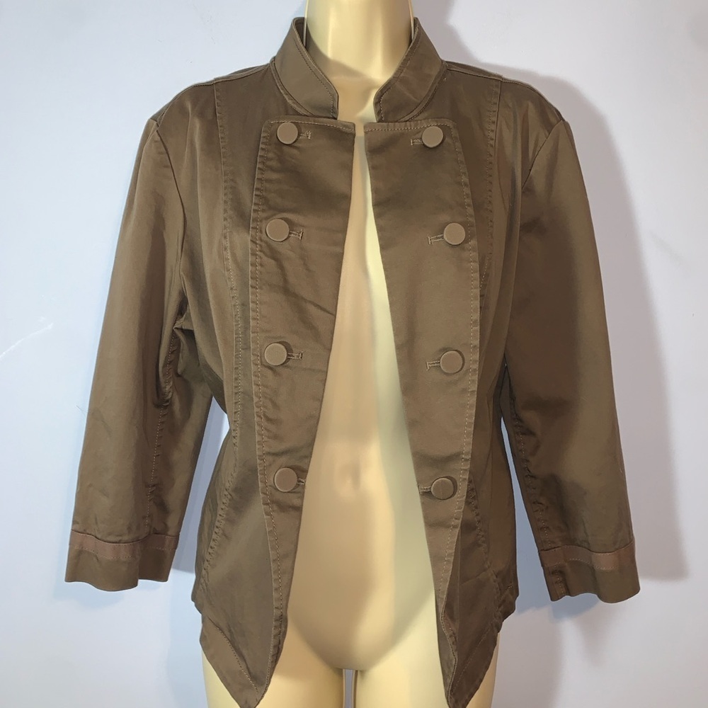 New York & Co Women's light brown Double-Breasted military lapel blazer Jacket 8